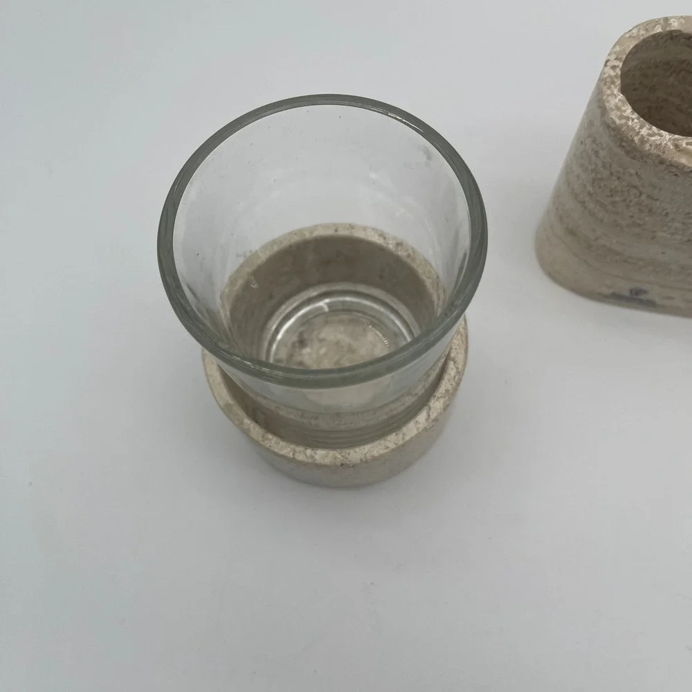 WaterStone Inc Genuine Marble Travertine 3 Piece Bathroom‎ Vanity Accessory Set